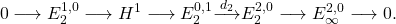 \begin{equation*} 0 \lra E_2^{1,0}\lra H^1\lra E_2^{0,1}\overset{d_2}{\lra} E_2^{2,0}\lra E_\infty^{2,0}\lra 0. \end{equation*}