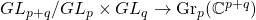 GL_{p+q}/GL_p \x GL_q\to \text{Gr}_p(\C^{p+q})